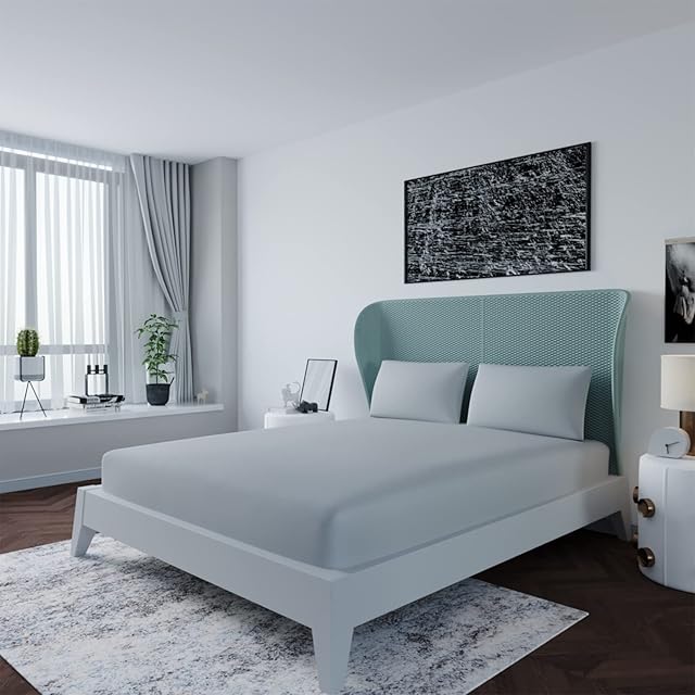 LivinEase 200 Thread Count King Size Fitted Sheet -10inch(26cm) Deep Poly Cotton Fitted Sheets -Bobble Free, Easy Care, Soft & Comfortable Silver King Size Bed Sheets (SILVER, KING)