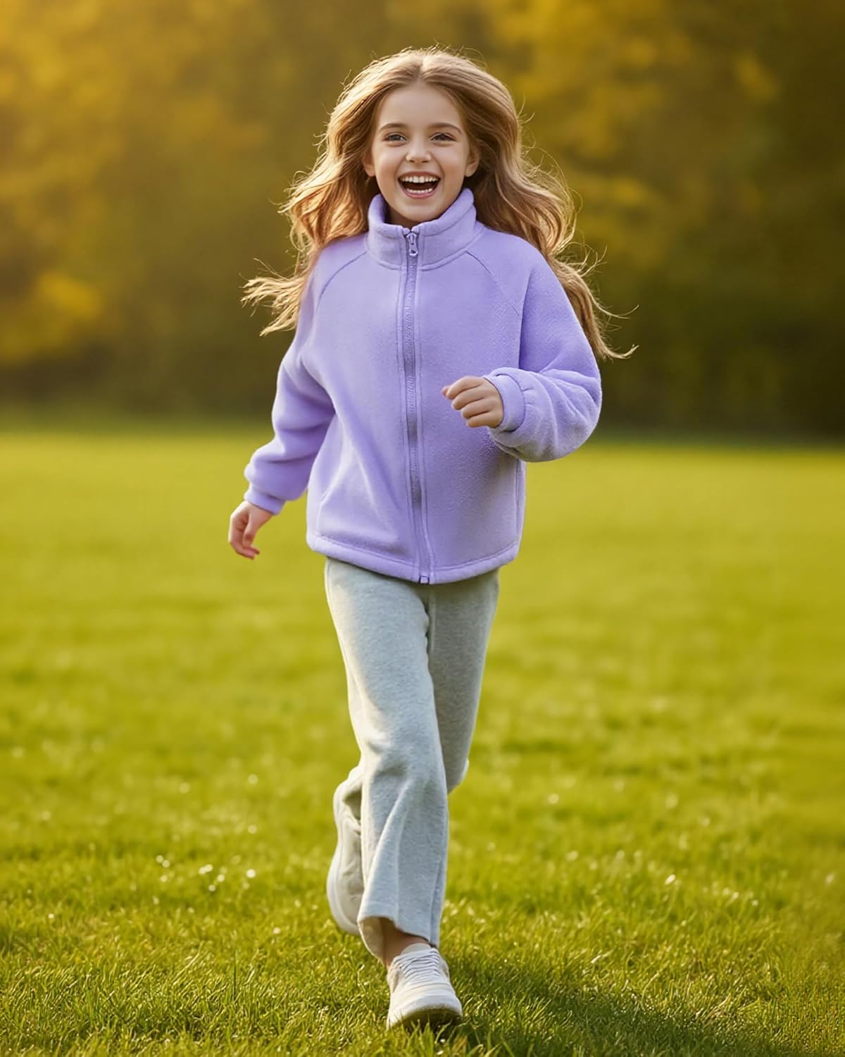 Girls Fleece Jackets Kids Zip Up Long Sleeve Fall Winter Coats Outwear with Pockets 5-14Years - Image 3