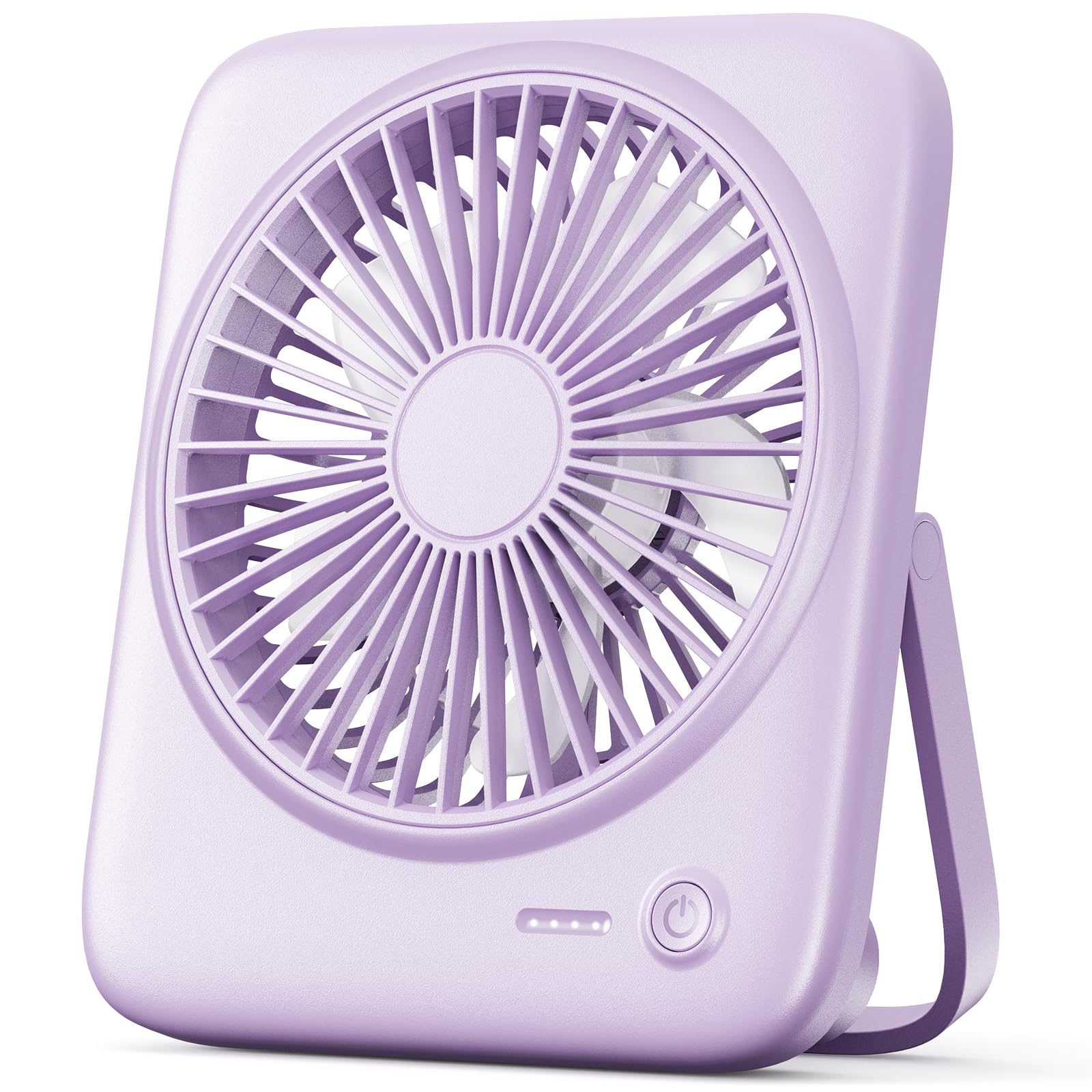 Otlonpe Portable Desk Fan, 4000mAh Small Rechargeable Quiet Personal Fan Battery-Operated & USB-Powered for Table, Travel, Bedroom, Sleeping, Office, Home Use, Cordless, 4-Speed, 6.5 Inches (Purple)
