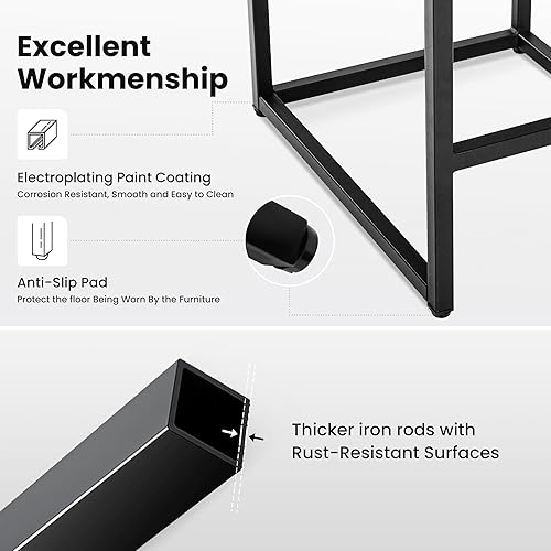 Miniatura 7 de PHI VILLA Juego de 4 taburetes de bar, sillas de bar gruesas con base de marco de acero de metal con reposapiés, altura de mostrador de 24 pulgadas