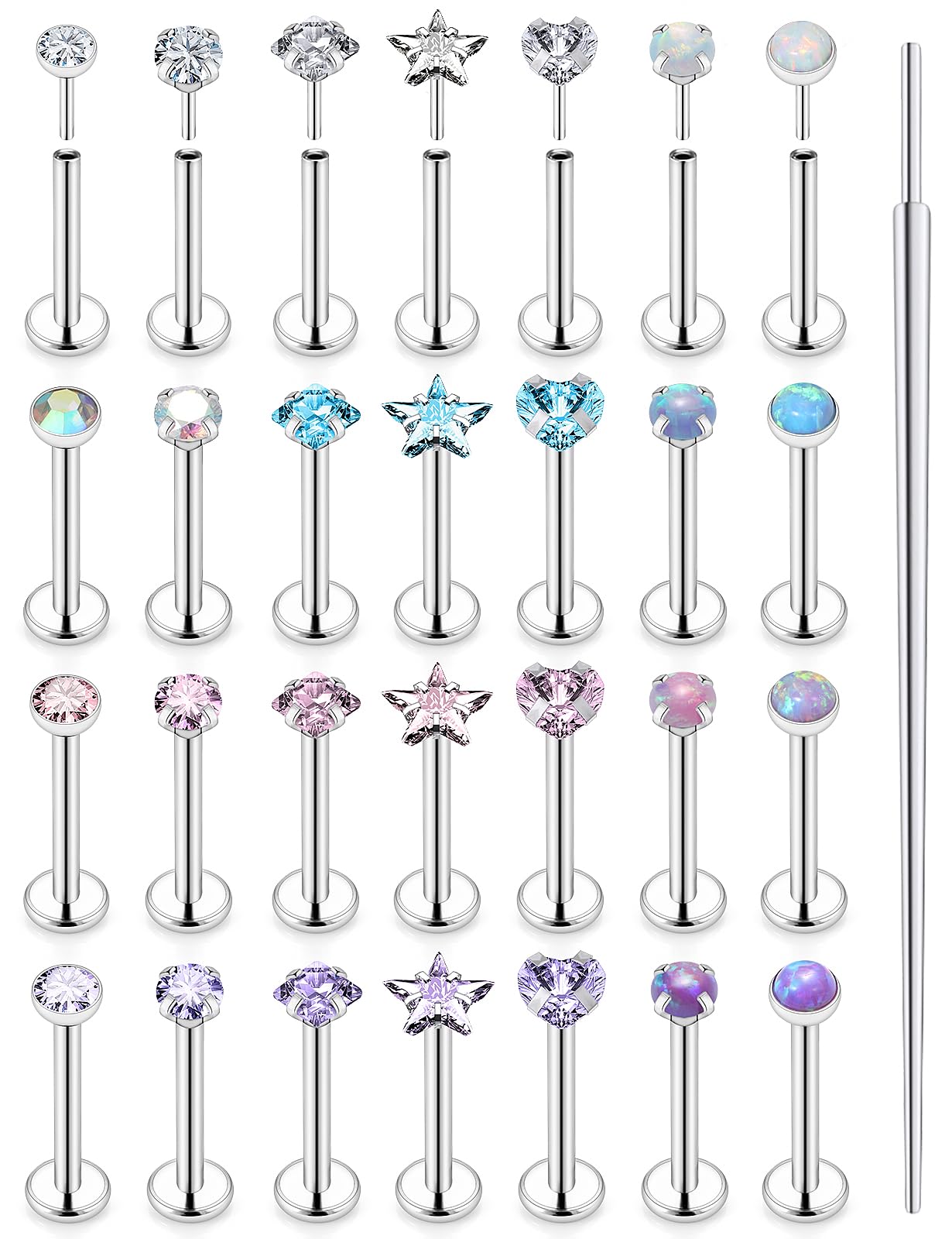 20G 18G 16G bezgwintowy warga labret meduza Monroe kolczyk do nosa biżuteria stal chirurgiczna wąż ukąszenia wargi pierścienie płaskie plecy Push in Cartilage tragus Helix Conch kolczyk sztyfty