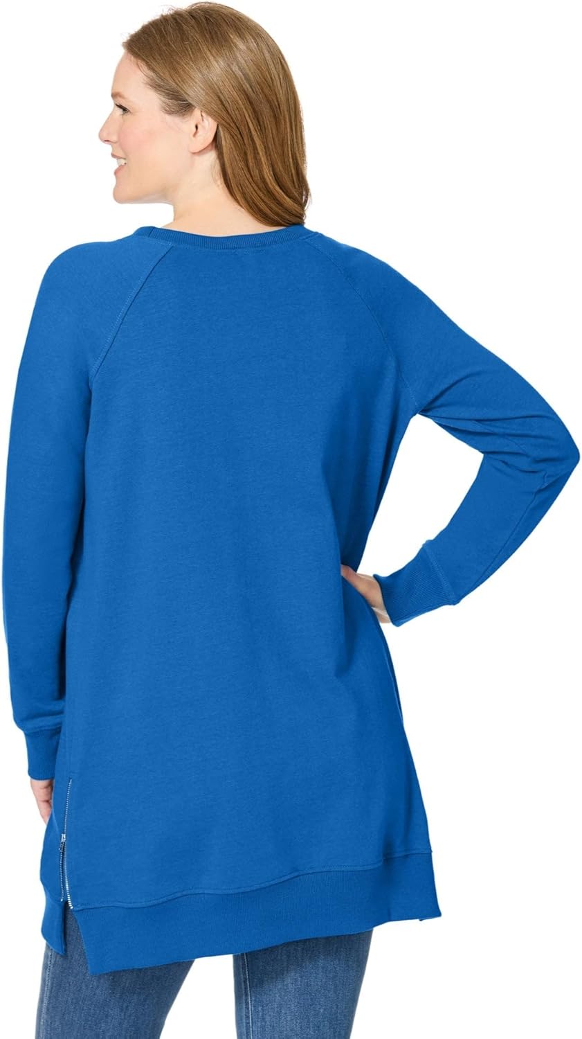 Woman Within Plus Size Side Zip Sweatshirt