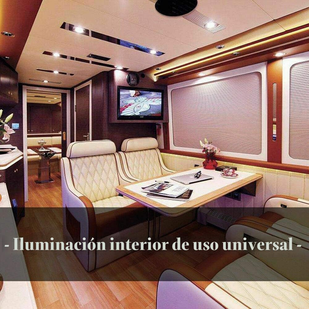 Luces interiores, 12pcs/set 12V Cargador de luz de punto LED interior para autocaravana caravana, con atenuador, cargador de coche 5521,para Camper Van Caravana Barco,blanco natural