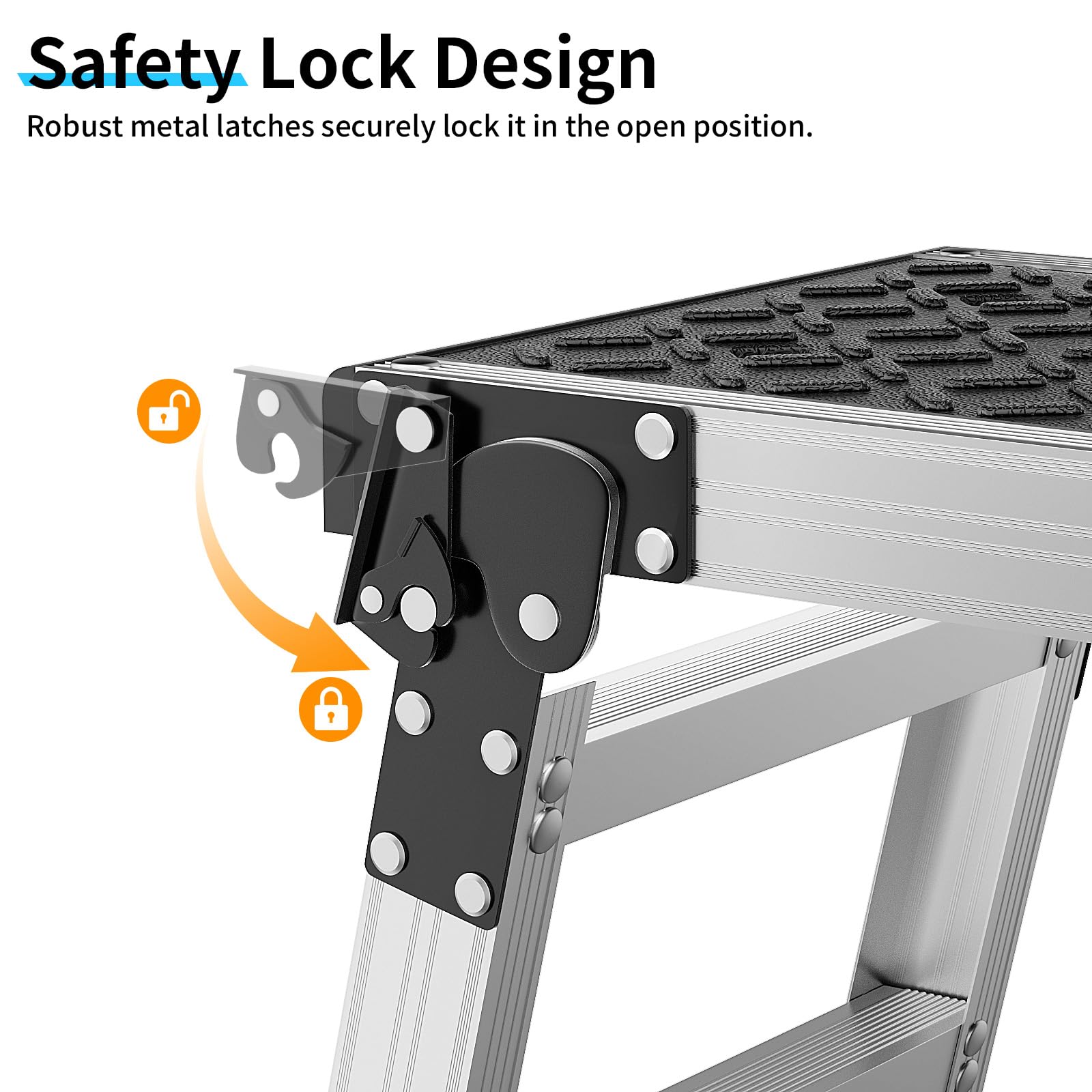 Johgee Plataforma de trabajo plegable, plataforma de trabajo de aluminio plegable con pies antideslizantes, taburete plegable con cierres de seguridad para limpieza de coches, trabajos de pintura