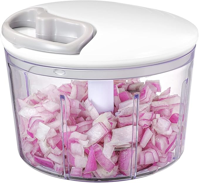 Manueller Zwiebelschneider 300ml - Zerkleinerer Mit Edelstahlklingen Für Gemüse & Nüsse