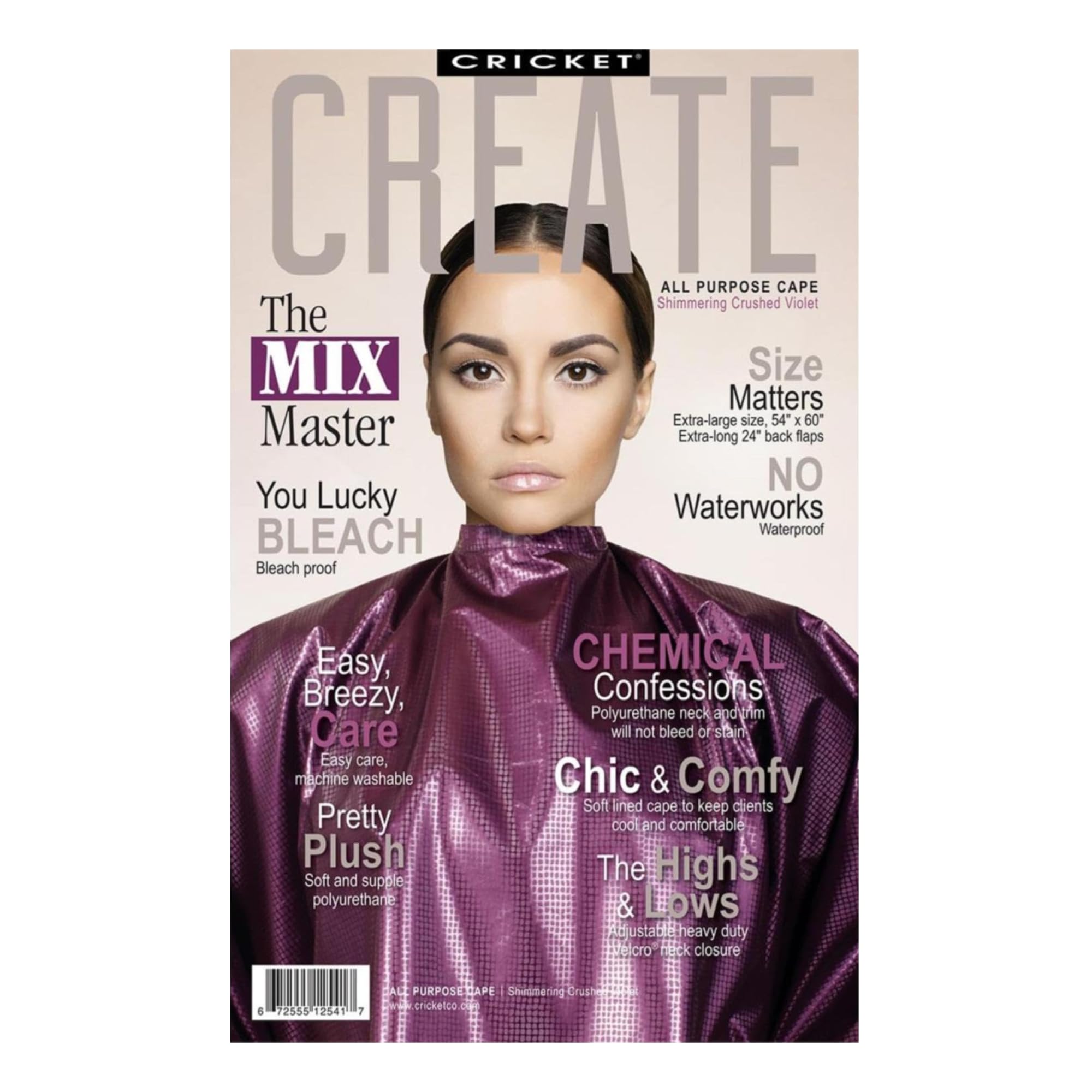 Cricket Shimmering All-Purpose Hair Salon Barber Cape – Waterproof, Bleach-Proof, Adjustable Neck, Extra-Large Coverage, Soft-Lined Hair Cutting Cape