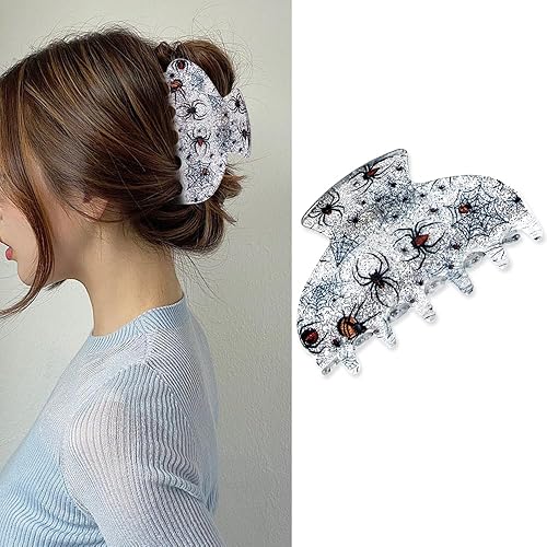 Pinzas góticas para cabello grueso con diseño de araña, pinzas para el cabello acrílicas plateadas con purpurina para el cabello, pinzas de plátano disponible en Yaxa Peru