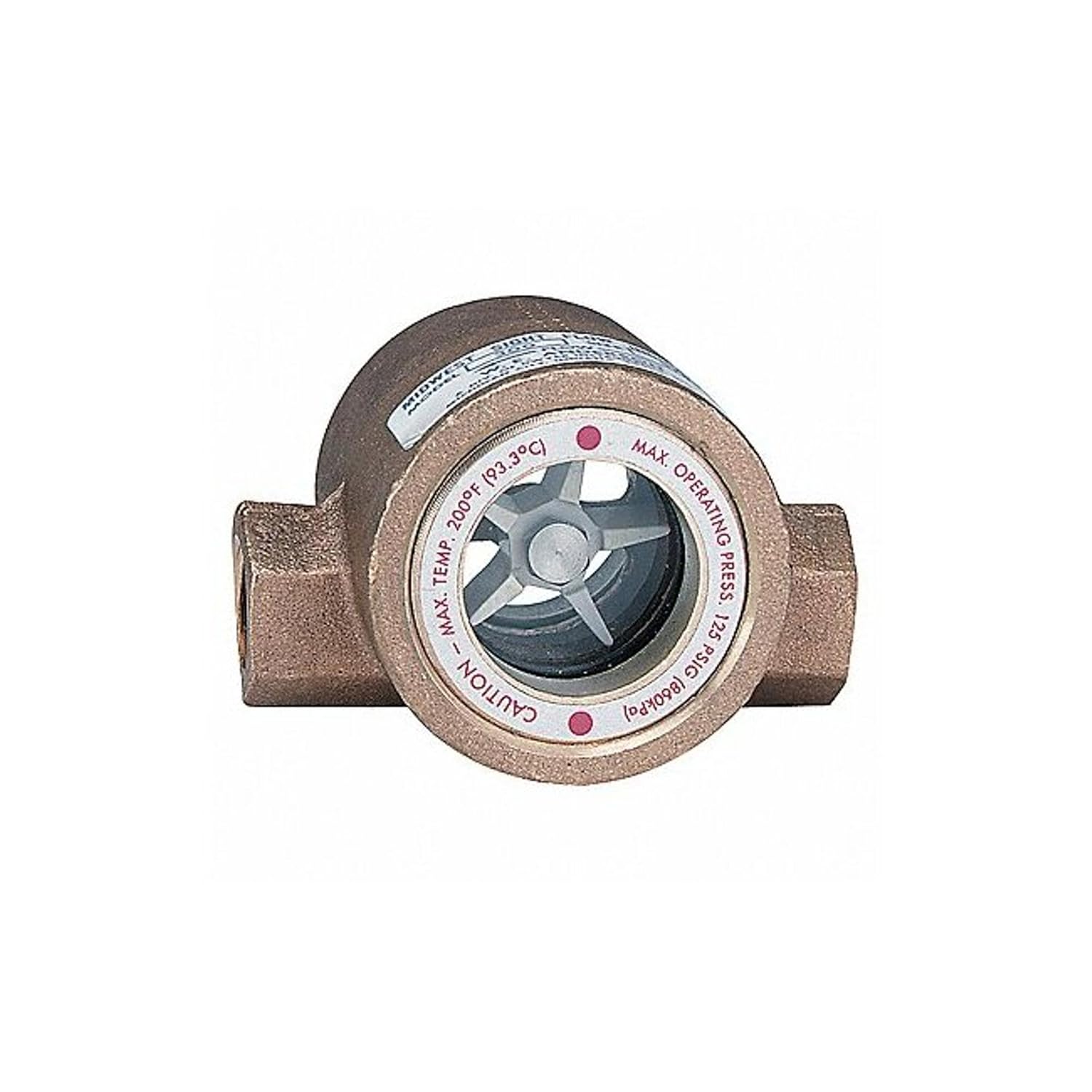 Dwyer Midwest Series SFI-300 Sight Flow Indicator, Double Window, Bronze Body, ABS Impeller, 1/2 Female NPT Connections, 4.063 Length x 2.750 Depth x 2.563 Height