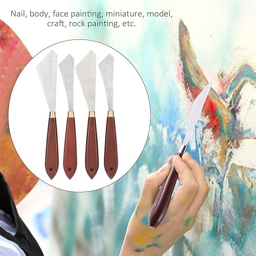Miniatura 3 de Juego de cuchillos de pintura de 4 piezas, cuchillo de paleta de acero inoxidable, espátula, espátula, espátula, espátula, raspador de mezcla, para