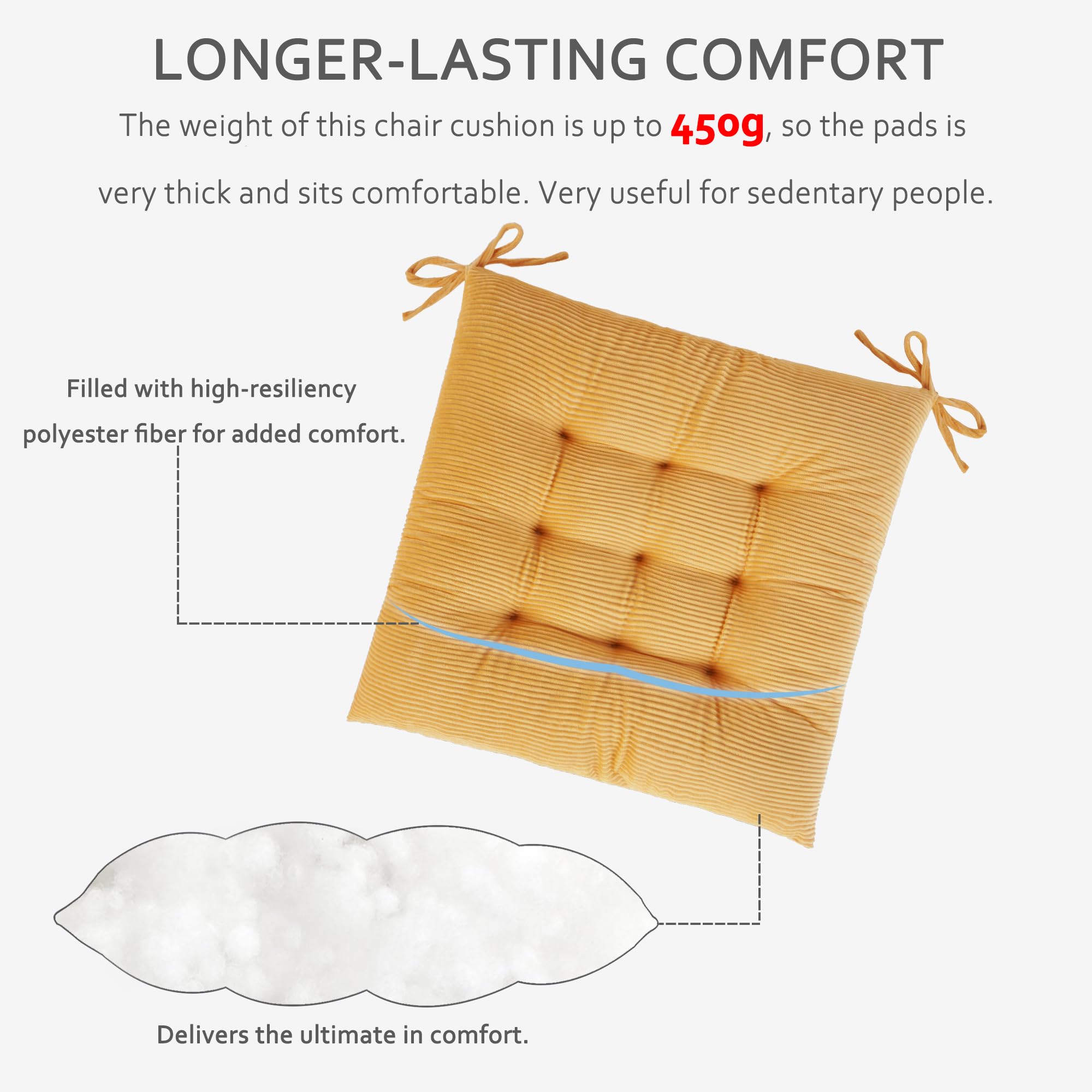 ELFJOY 4 Pack Chair Cushions for Dining Kitchen Chairs 18 Inches Seat