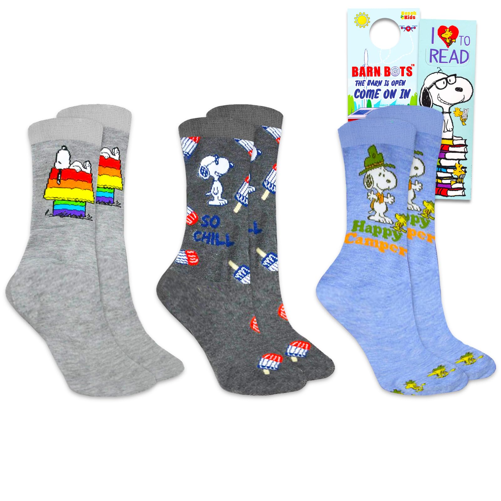 Screen LegendsPeanuts Men Crew Socks Set - Bundle with 3 Pairs of Snoop Socks for Men Size 6.5-12 Plus More | Peanuts Sock Gift Box