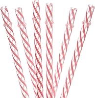 Vista 10 de Dakoufish Focos de plástico reutilizables y gruesos, de plástico, 12 piezas de 9 pulgadas, sin BPA, pajillas Mason Jar transparentes, a rayas, 6