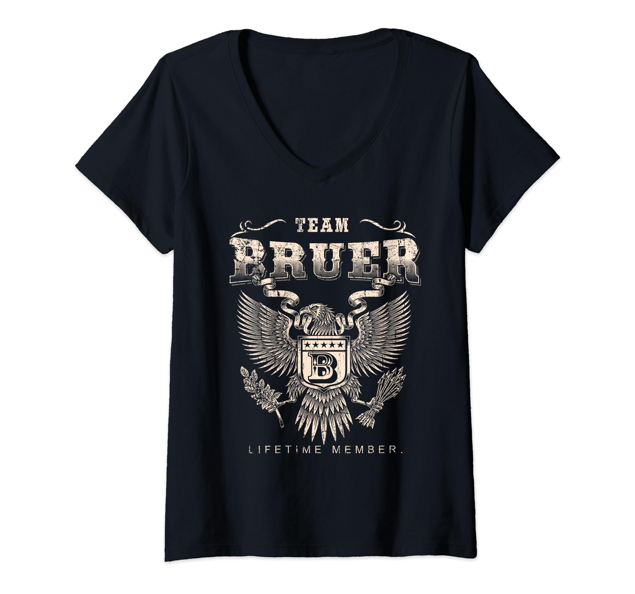 Womens Team Bruer Lifetime Member - Bruer Name V-Neck T-Shirt