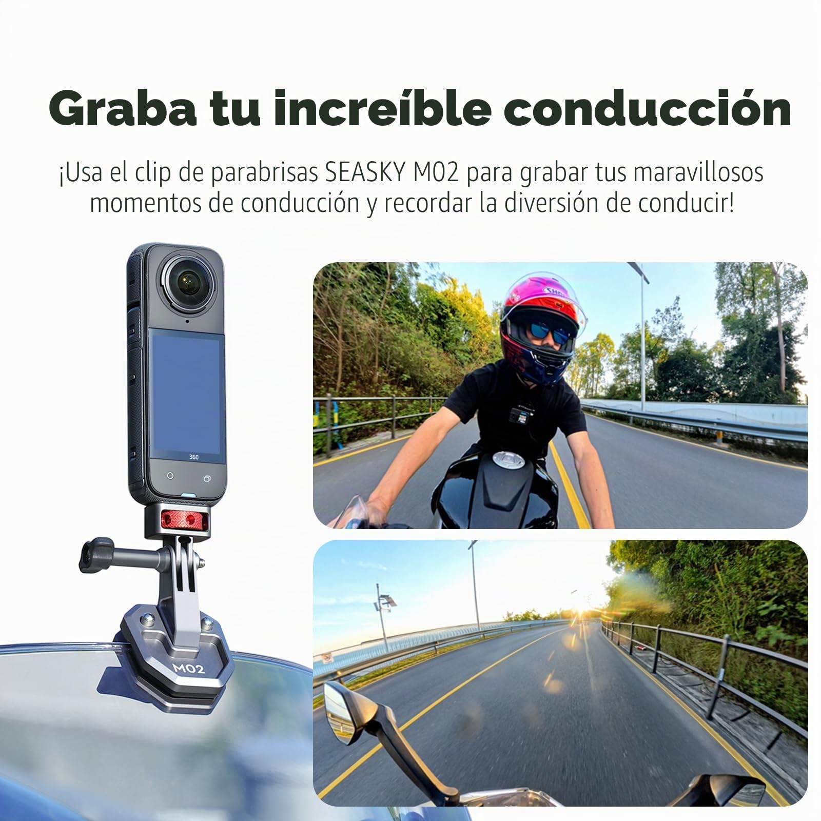 SEASKY M02 Todo el Metal de Aluminio Moto Parabrisas Abrazadera de Montaje de Accesorios para Gopro Hero 13 12 11 10 9 8 7 para dji Acción 5 4 3 2 para insta360 X4 X3 X2 X RS Deportes Acción Cámara