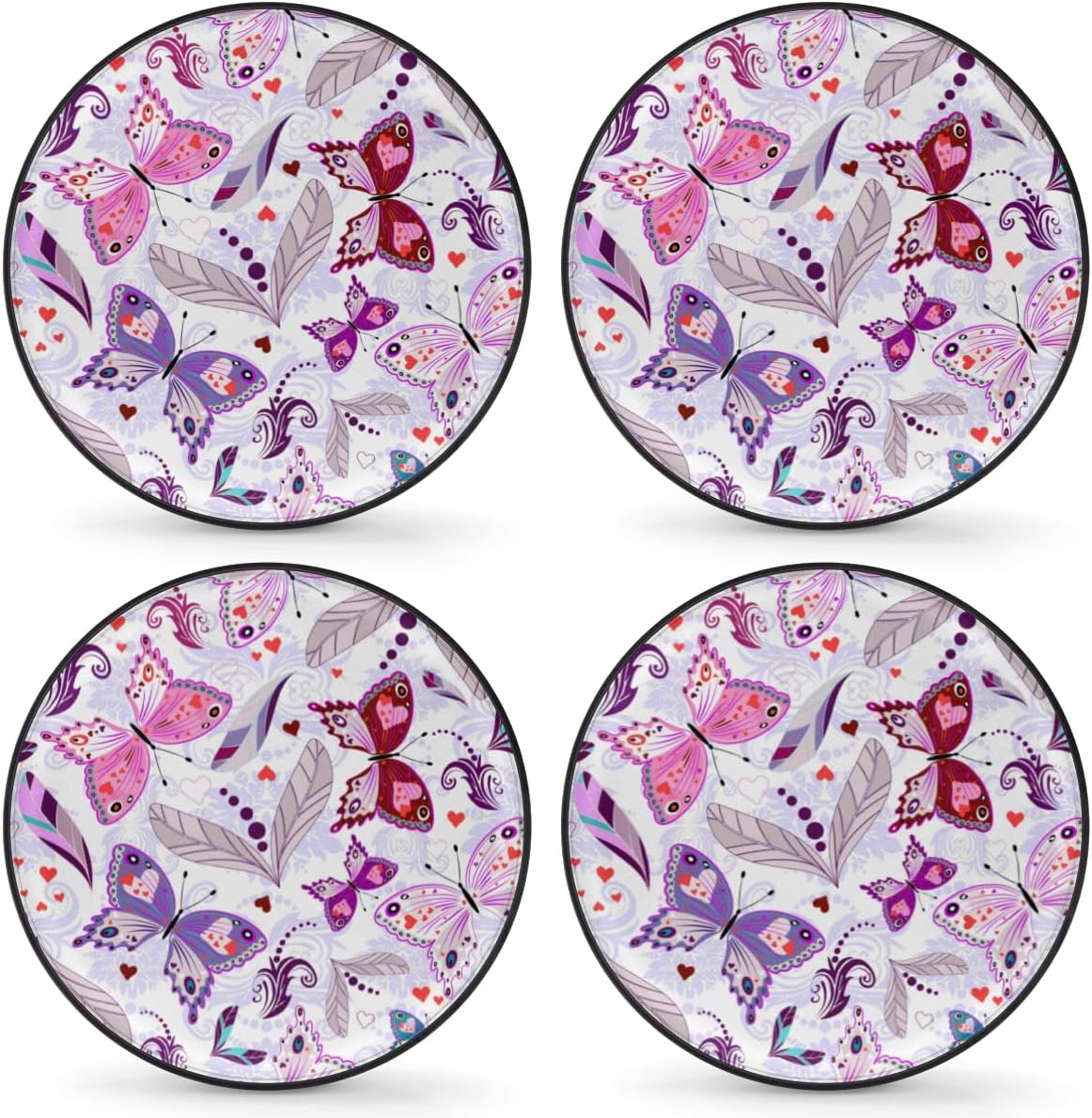 Abstract Butterfly Tire Covers Portable Spare Tire Cover Soft Durable Waterproof Dustproof Set of 4 Bags 14 Inches for Car Truck SUV Trailer Camper