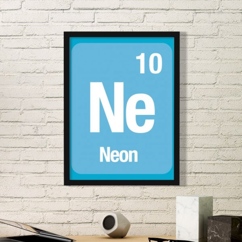 Cadre photo rond en bois Neon Chemical Element, le cadeau science idéal