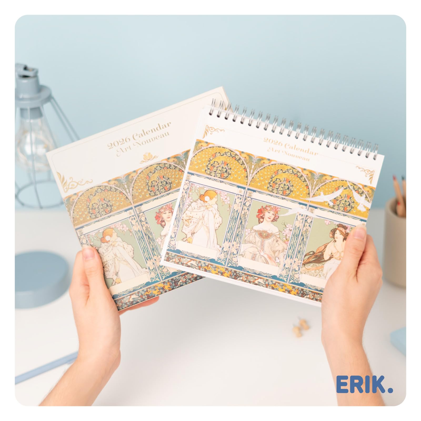 Grupo Erik Desk Calendar 2026 - Art Nouveau Calendar 2026 Month To View | Monthly Desk Planner, Desktop Gifts Under 10 Pounds | Art Gifts For Friends