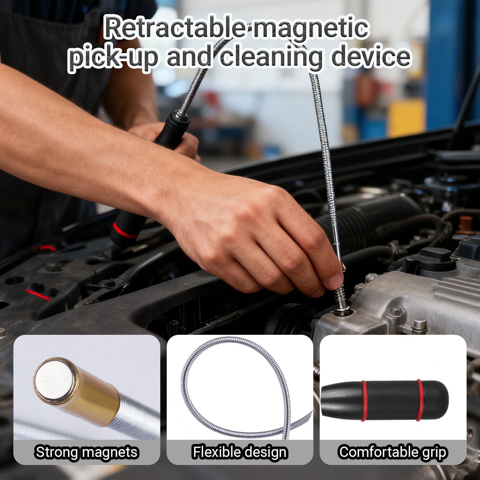 3 Piezas Varillas MagnéTicas TelescóPicas, Imanes de Varilla Flexibles Hasta 62 Cm, Elevador MagnéTico Extensible, para Recoger Tornillos Y Tuercas Y Otros Objetos MetáLicos (1.5lb 3lb 5lb)