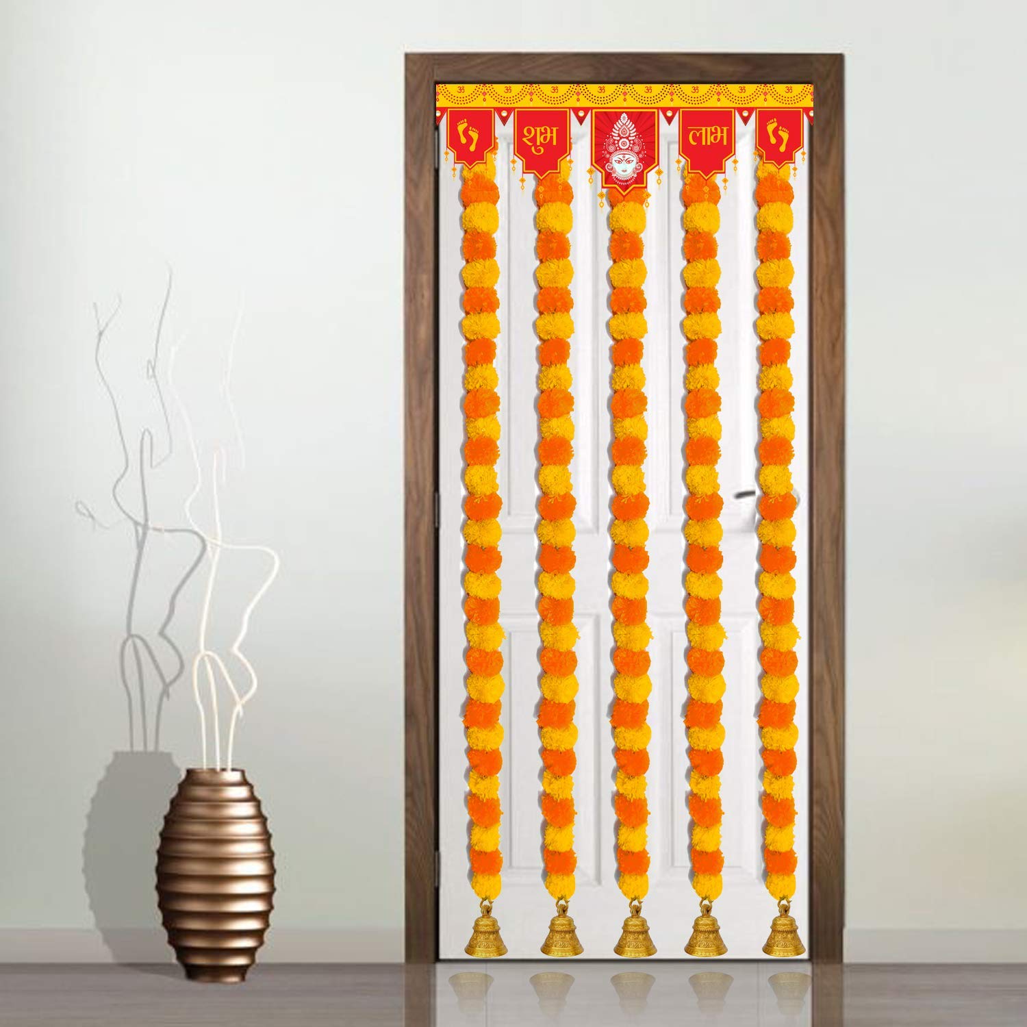 ARCHIES Diwali Decoration Items for Home | Diwali Gift Items Artificial Flower Marigold (Orange Yellow,3Pcs,Length-30,Breadth-5,No. of Bell-3,124 Flowers in Garland) (B09GKVLJ9B) Amazon Price History, Amazon Price Tracker