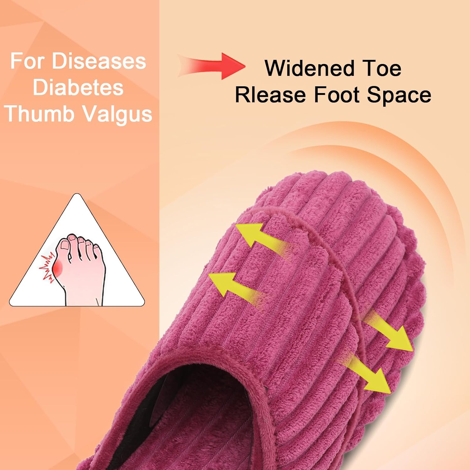 Besroad Slippers for Women Memory Foam House Bedroom Slippers Adjustable Corduroy House Slides Sandals Shoes - Image 5