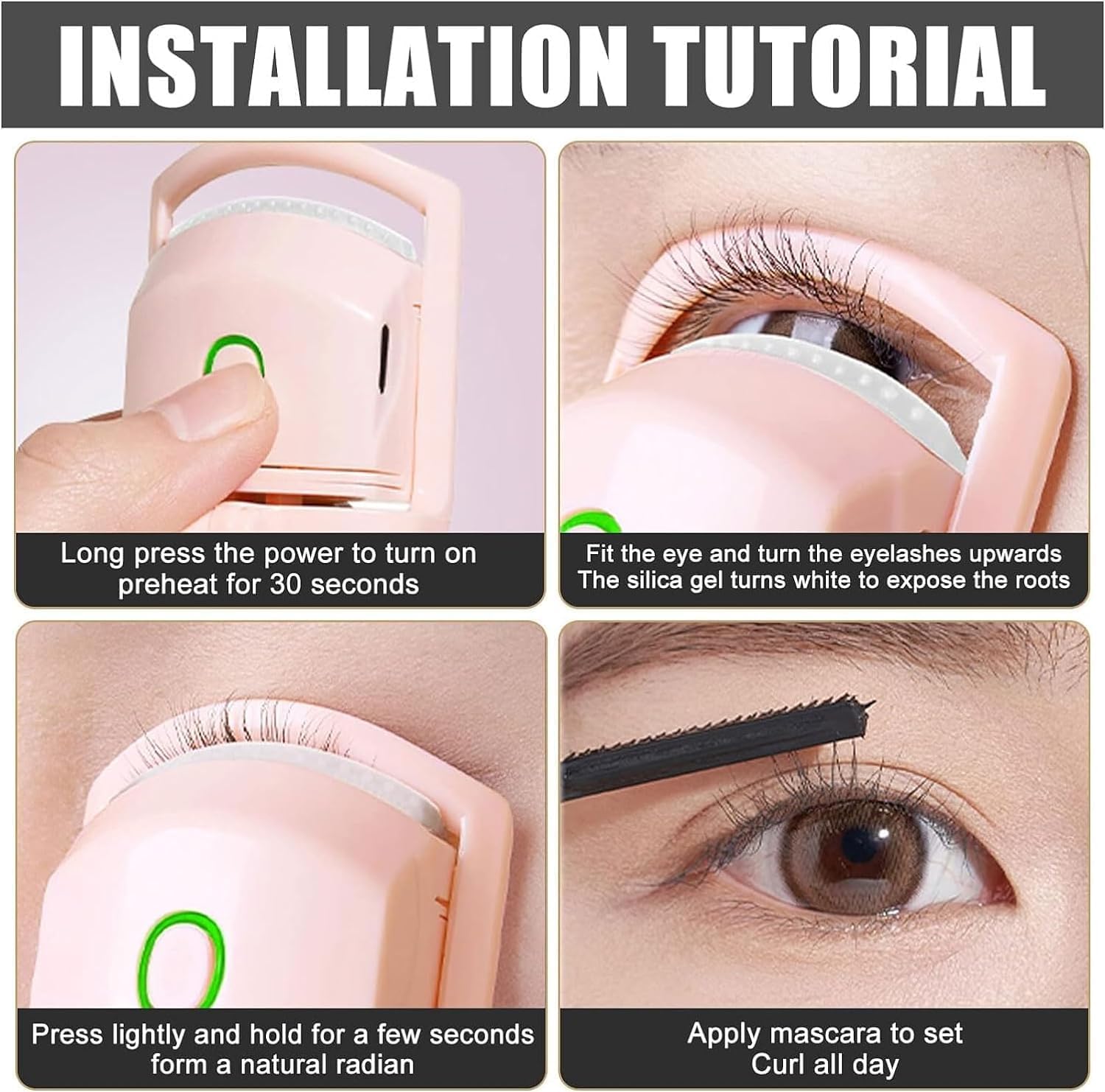Galera Heated Eyelash Curler,Eyelash Curlers,Heated Lash Curler,Electric Eyelash Curler,2 Heating Modes with Sensing Heating Silicone Pad,Quick Natural Curling Eye Lashes for Long Lasting (Pink)