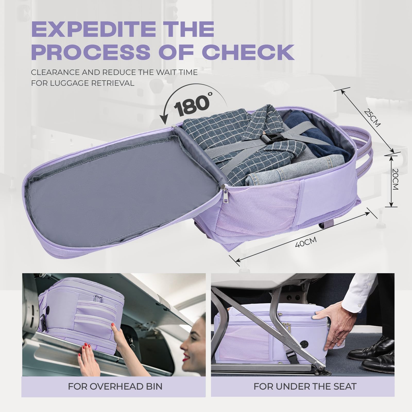 VMIKIV per Zaino Ryanair 40x20x25 Zaino da Viaggio Aereo Bagaglio a Mano Borsa Donna Uomo per Aereo Zaini da Viaggio Antifurto Piccolo Borsone da Cabina per Scuola Lavoro