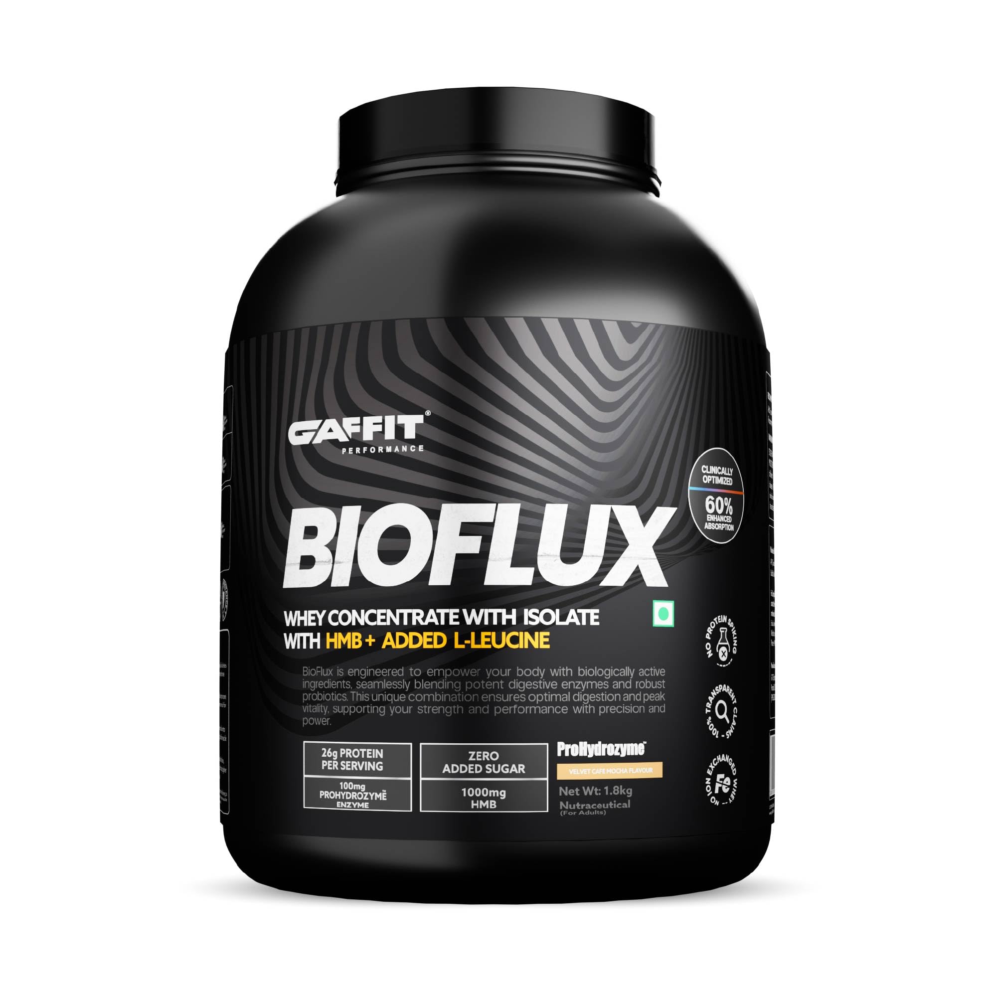 Bioflux Whey Protein Powder | 26g Protein per Scoop | Whey Concentrate with Isolate | With HMB, L-Leucine & ProHydrozyme® Enzyme Blend | Supports Digestion, Recovery & Lean Muscle Growth, 1.8 Kg ( Velvet Cafe Mocha)-image-41