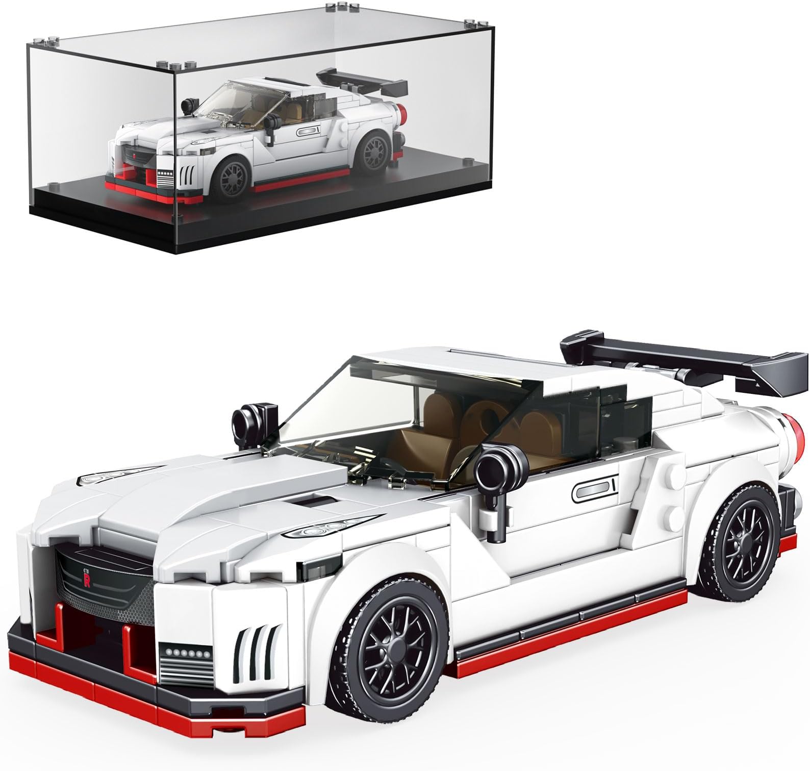 Mould King Speed Champion Car Models Building Toys with Display Case, 27031 Model Car Kits Building Blocks, Race Car Building Sets, JDM Kits for Adults Kids 8+(356PCS)