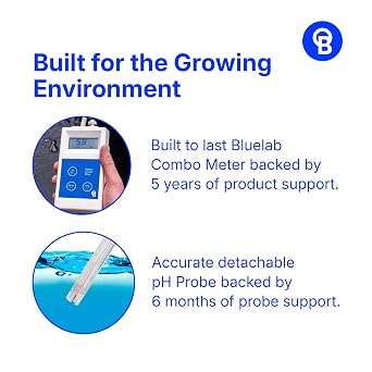 Bluelab Combo Meter for pH, Temperature & Conductivity in Water - Easy Calibration, Digital EC/TDS/PPM Tester for Hydroponics & Indoor Plants (METCOM)
