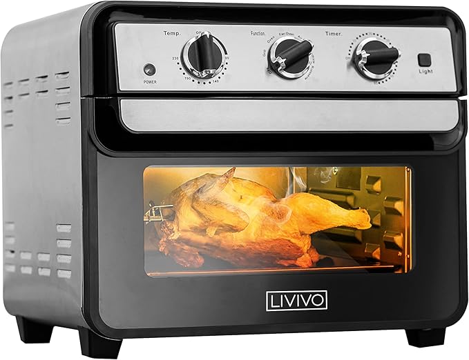 LIVIVO 22L Air Fryer Rotisserie Countertop Oven Grill, Stainless Steel MultiFunction Counter