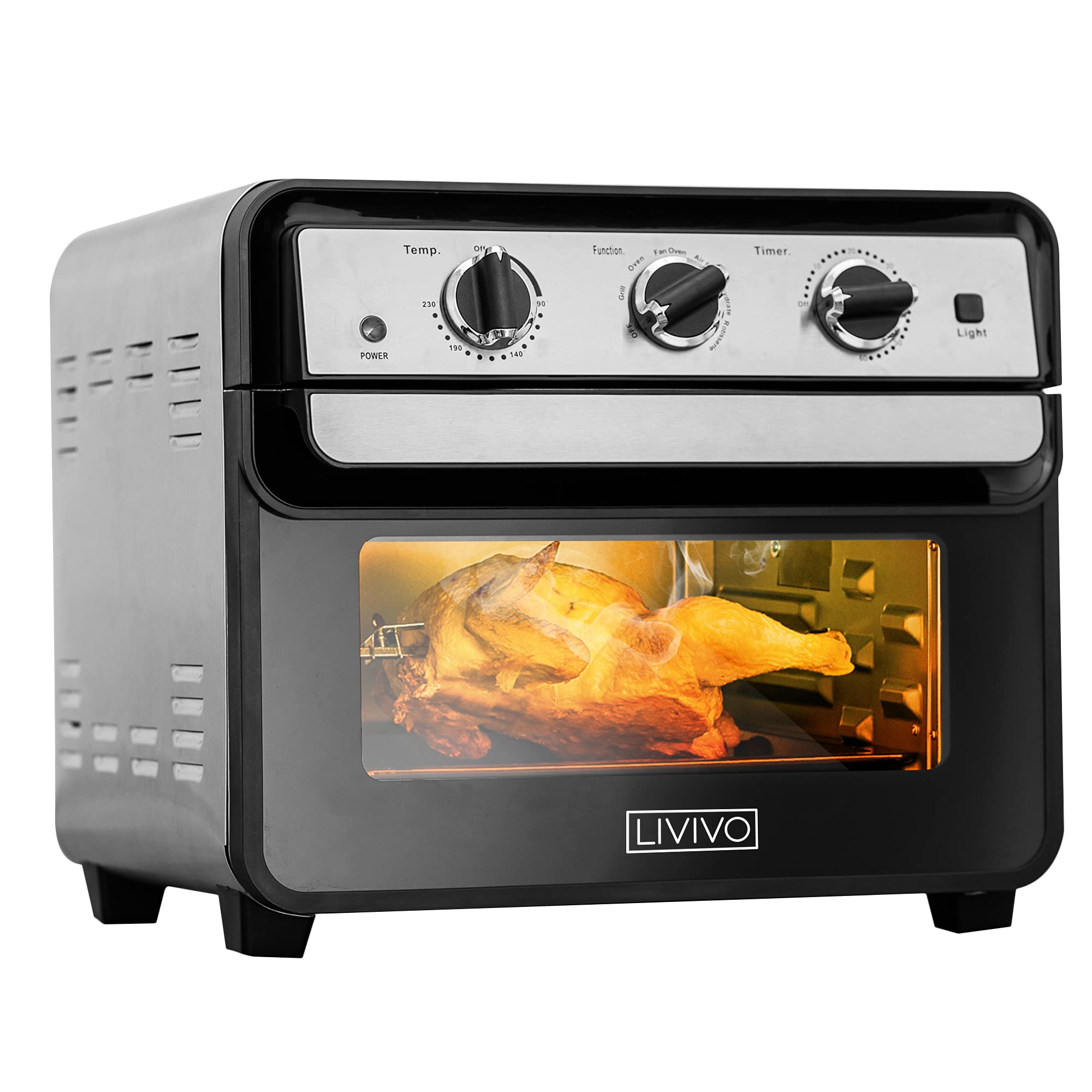 LIVIVO 22L Air Fryer Rotisserie Countertop Oven Grill, Stainless Steel