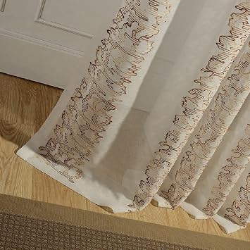 Sheer Curtains Window Treatments New Chinese Embroidery Doris Vertical Stripes Rod Pocket Home Decoration Gauze Panel for Living Kids Room Bedroom Balcony1 Panel, W 52 x L 72 inch, White