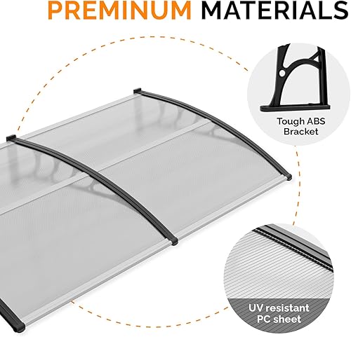 Vista 44 de VINGLI - Toldo para puerta y ventana para exteriores, 30 x 40 pulgadas, cubierta de policarbonato para puerta de patio, para protección del sol