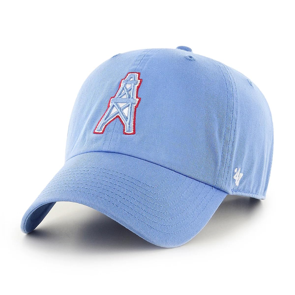 47 NFL Unisex Adult Clean Up Throwback Logo Adjustable Hat Cap One Size, Houston Oilers - Light Blue, One size