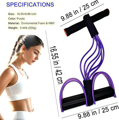 Miniatura 5 de Banda de resistencia de pedal con mango, bandas de resistencia de fitness para ejercicio, bandas de ejercicio de látex natural de 6 tubos para