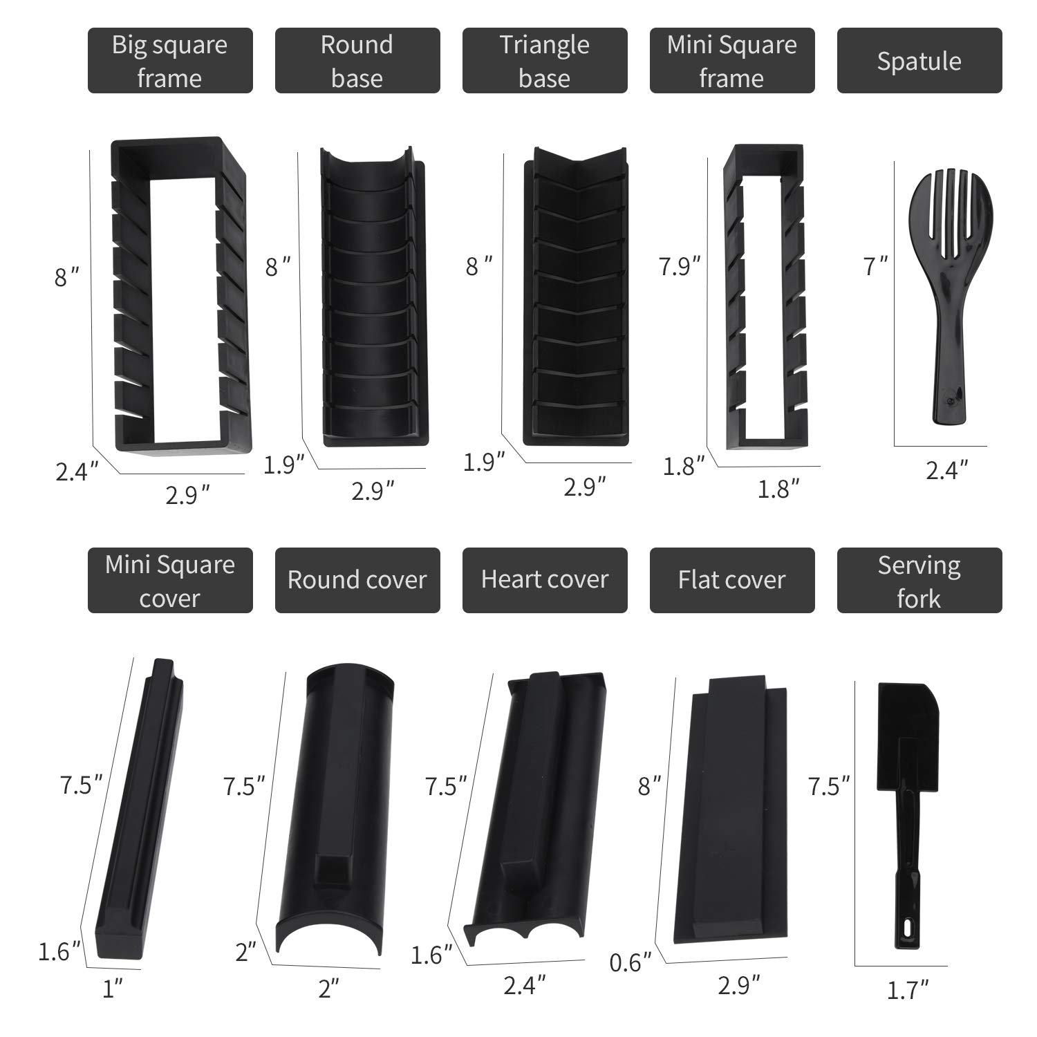 Kit Maker Sushi Stampi per Preparazione Set Rulli per Riso Cucina DIY Completo Adatto per Principianti (12 Pezzi)