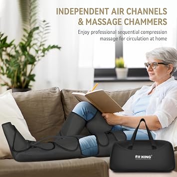 FIT KING Foot and Leg Massager for Circulation and Relaxation | 3 Independent Channels, Larger Massage Chambers, Hand-held Controller, for Vericose Veins, Cramps,Swelling and Edema, FSA-HSA