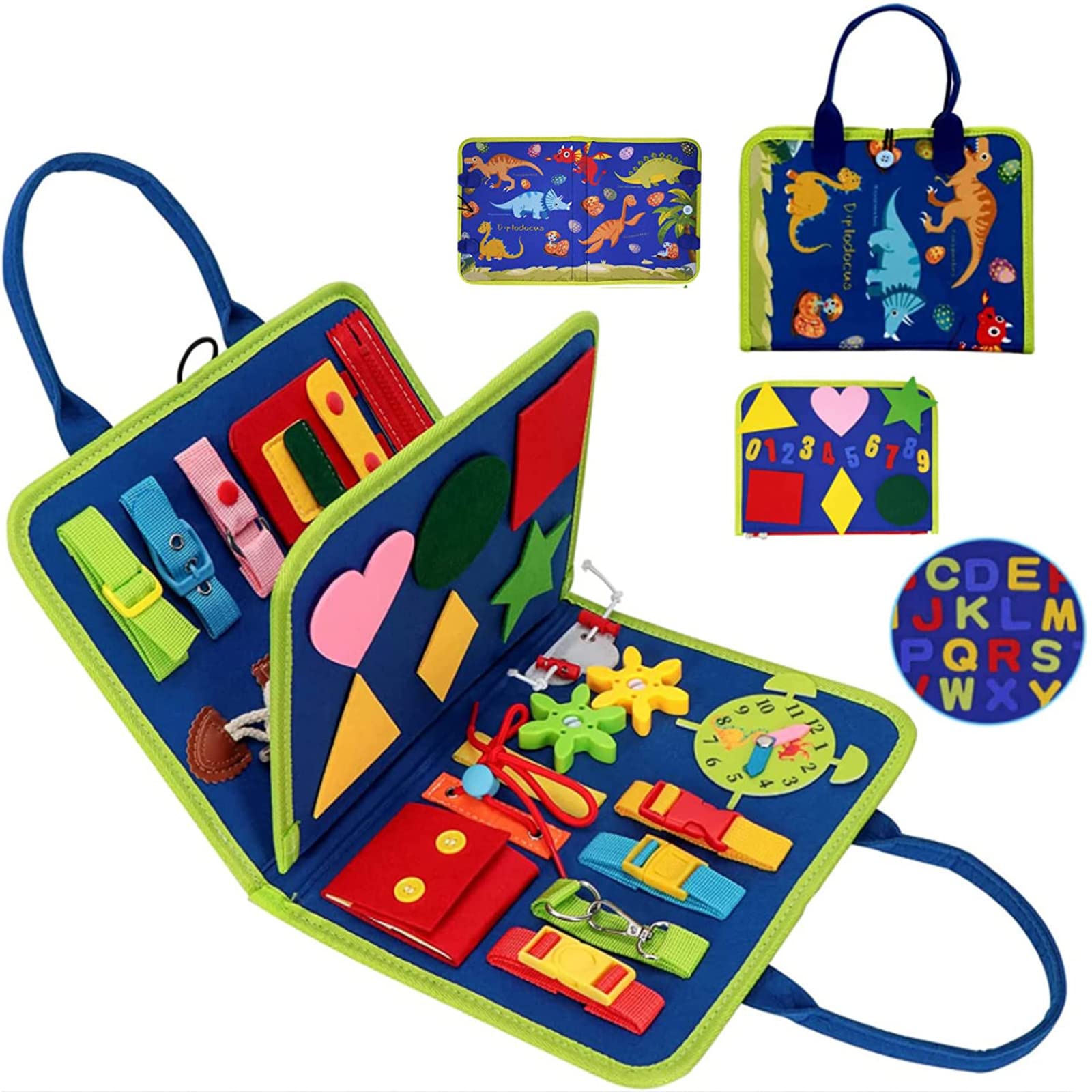 Beauenty Busy Board, Montessori Toys for Toddlers Develop Basic Skills, Travel Educational Toys Learning Basic Dress Skills Sensory Toys for 3 4 Year Old Boys Girls Birthday for Kids (Navy Blue)Beauenty Busy Board, Montessori Toys for Todd…