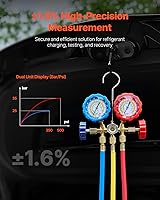 Vista 5 de VEVOR Bomba de Vacío de CA de 3.5 CFM y Juego de Manómetros, Bomba de Vacío de Aire HVAC de Paletas Rotativas de Una Etapa, Kit de Manómetro