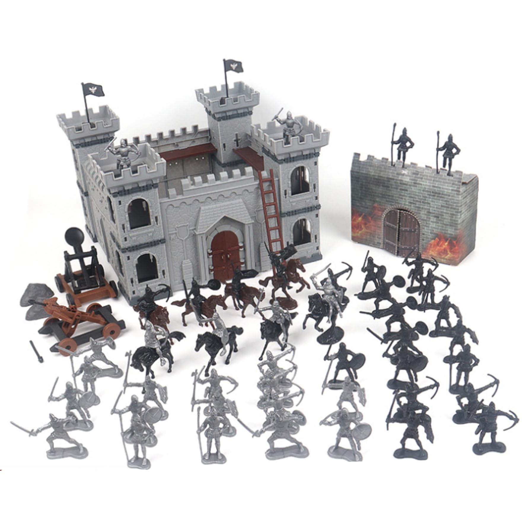 Set di soldatini, 104 pezzi/set giocattoli di soldati antichi, figure d'azione di uomini dell'esercito di cavalieri medievali, modello di castello fai da te unico per la festa di compleanno dei