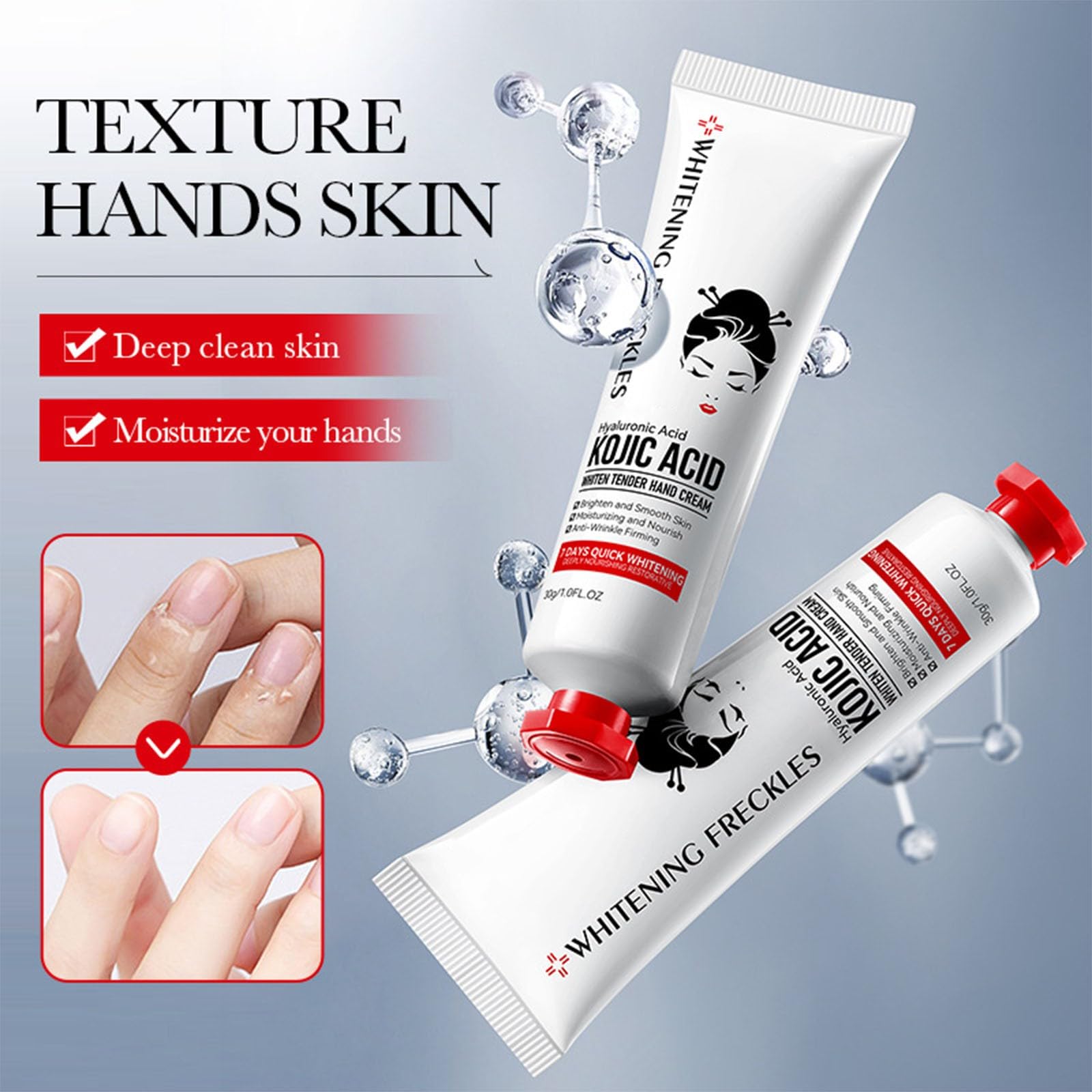 Lot de 3 crèmes à l'acide kojique pour les mains, soin hydratant anti-âge, teint uniforme, dommages du soleil et taches de vieillesse, taches sombres