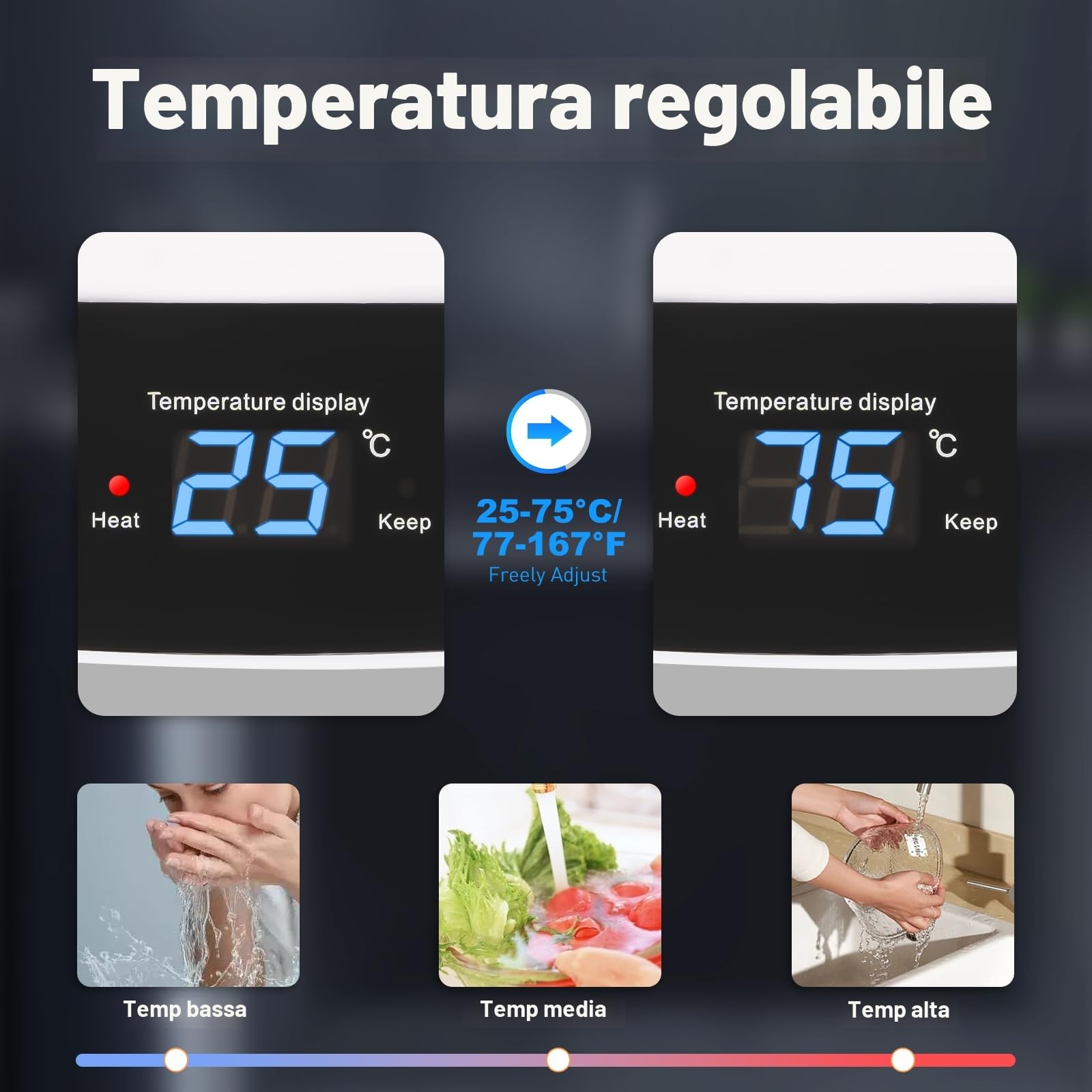 Serbatoio dell'acqua elettrico orizzontale, 120 litri, 2 kW, caldaia elettrica, scaldabagno con doccetta