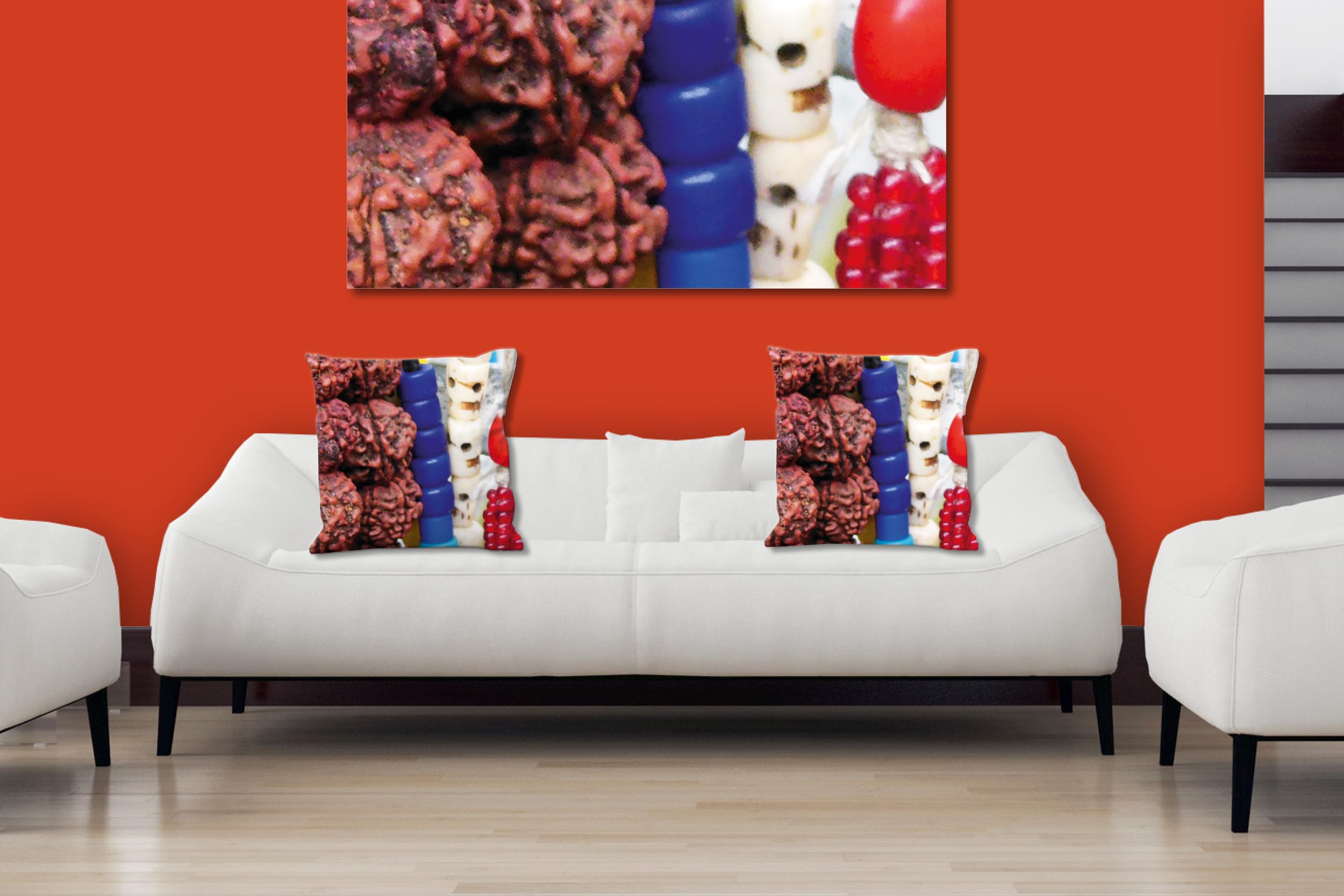 Ketten 4 - Foto-Kissen-Hülle Set (2 STK.) 40 x 40 cm | Kissen-Bezüge - passend zu Wandbild - Deko-Kissen - Schmuck Farbe Perle Afrika