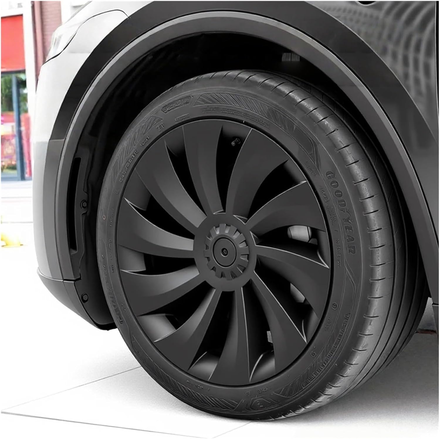 Wheel Cover Compatible with Tesla Model Y 19 Inch Juniper 2025 Tire Hub Cap Replacement Crossflow Full Rims My Accessories(Matte Black)