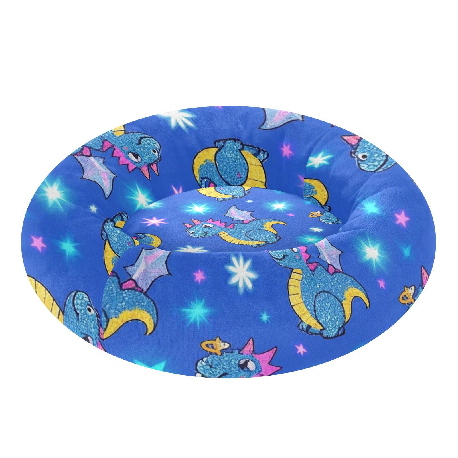Lit pour chien et chaton dragon bleu paillettes taille XS pour animal de compagnie