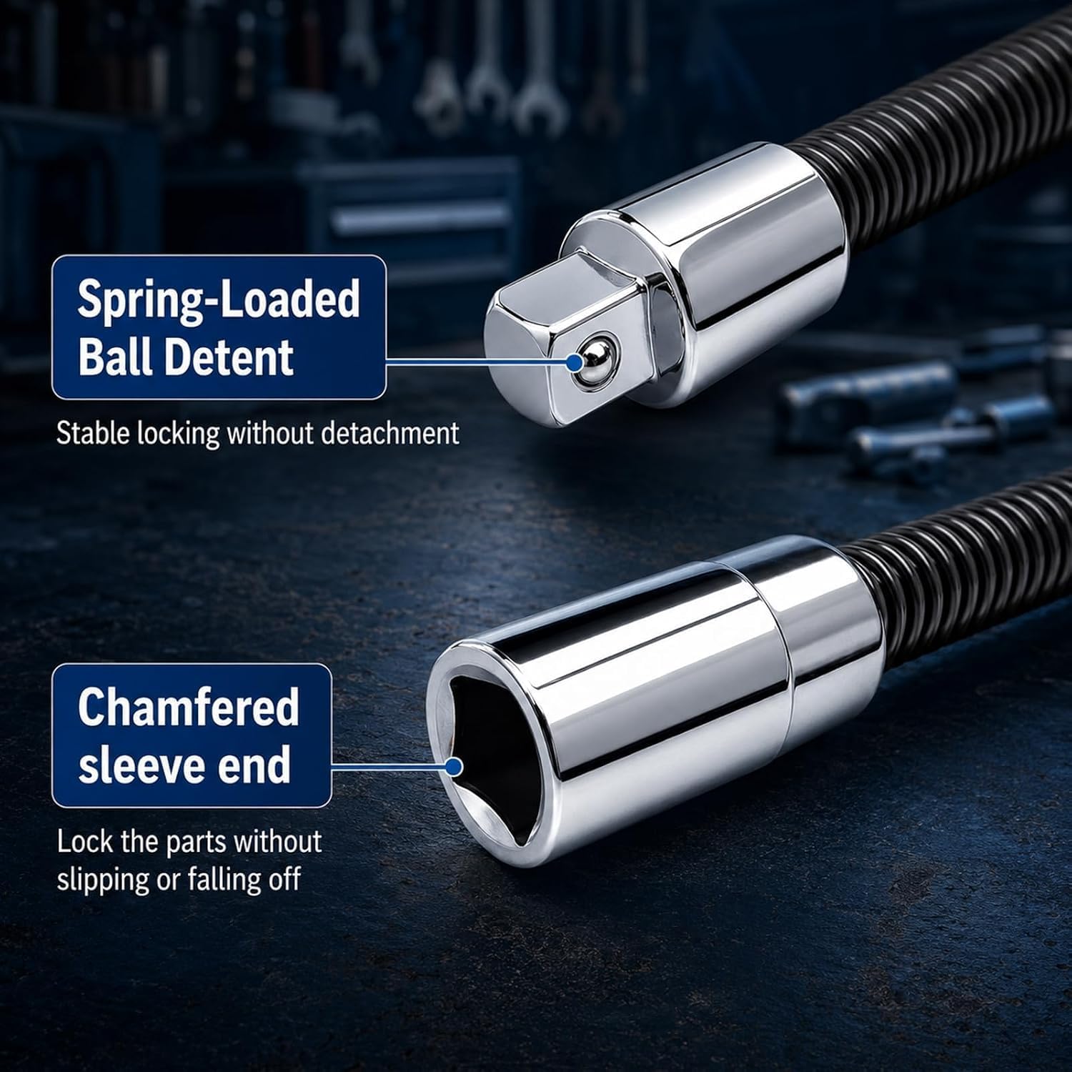 3pc Flexible Shaft Torque Socket Extension Bar,1/2"1/4" 3/8" 2026 Electric Wrench Universal Extender Rod for Automotive Narrow Space Repair Tools