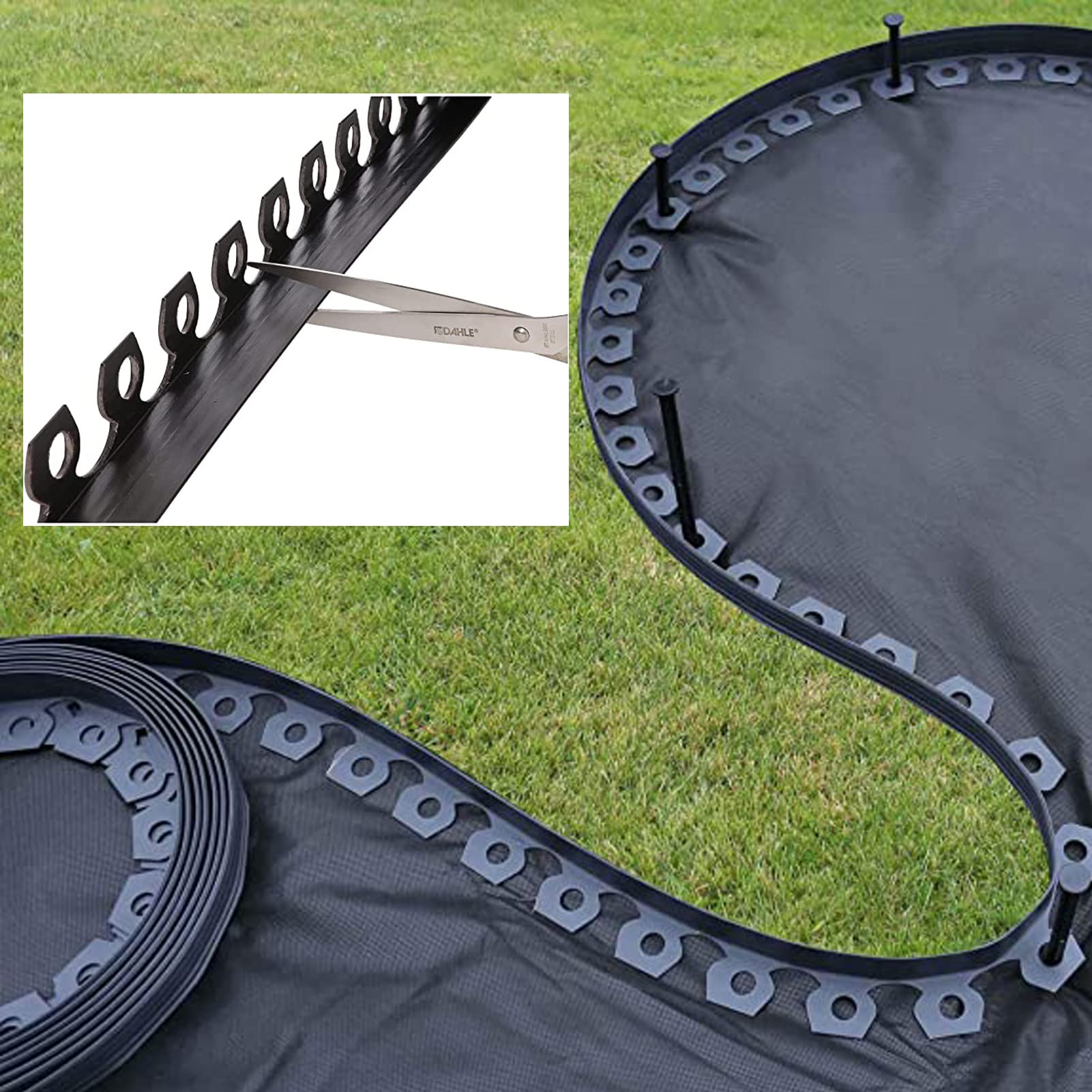 Bordi da Giardino in plastica 5-40 Metri, 30 Chiodi per 10 Metri, Bordi per Prato Flessibili, Prato da Giardino Pieghevole, Bordi per Giardini, Bordi per aiuole
