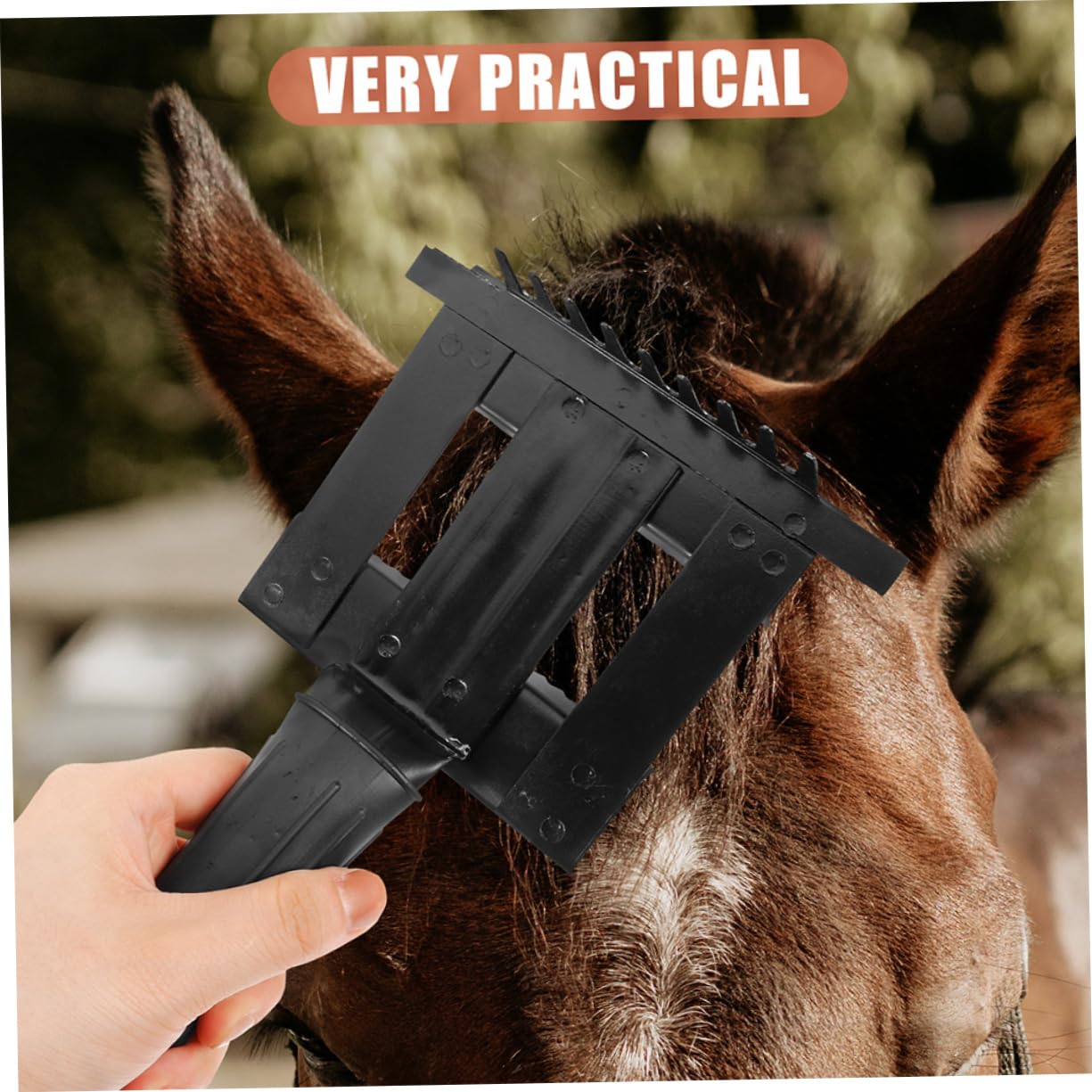 Rastrillo para Pelo de Caballo 2 Piezas, Goma y Metal Negro