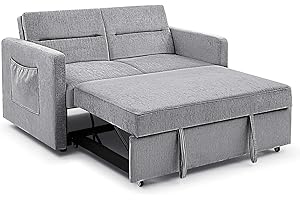 Antetek Convertible Sofa Bed, Modern 3 in 1 Jackknife Pull-Out Loveseat with...
