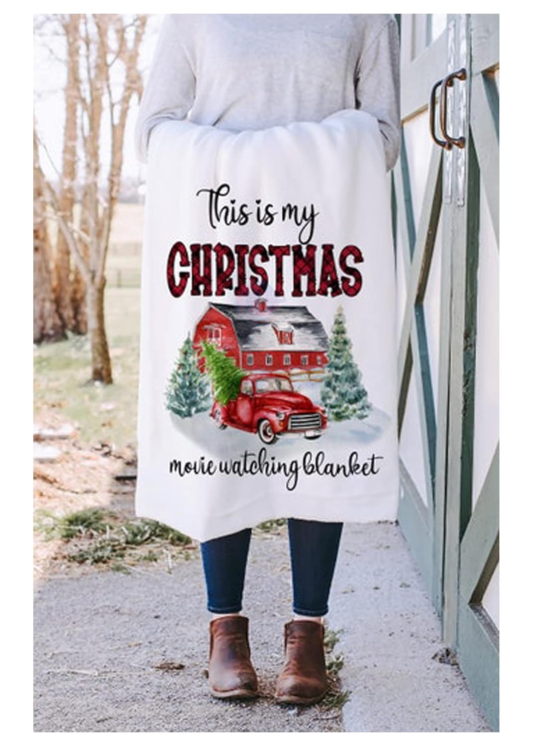 Christmas Movie Red Truck Fleece Throw l Hallmark Movie Watching Blankets l